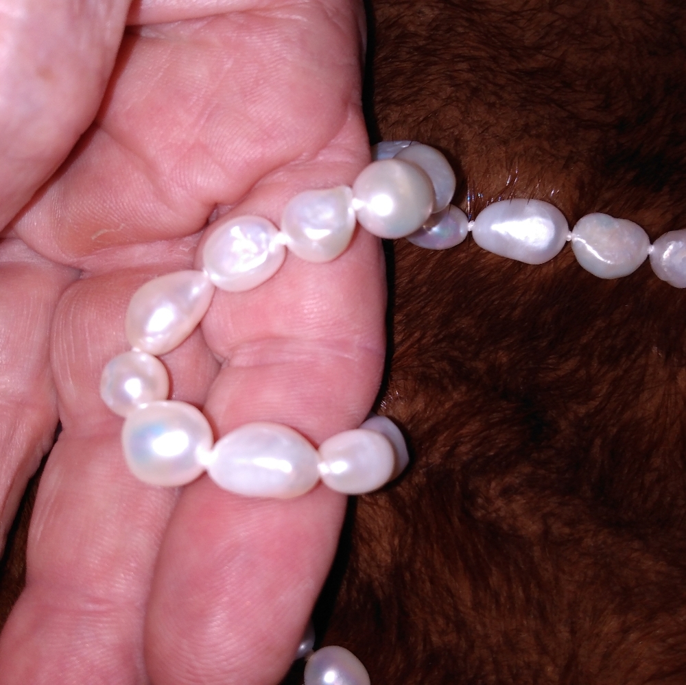 Beautiful Baroque Individually Knotted Pearl Necklace, 38" 6mm